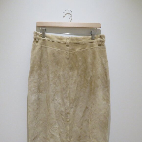 VINTAGE EDDIE BAUER Seattle Suede Washable Leather Midi Skirt Sz 10 Boho Granola - Picture 10 of 14